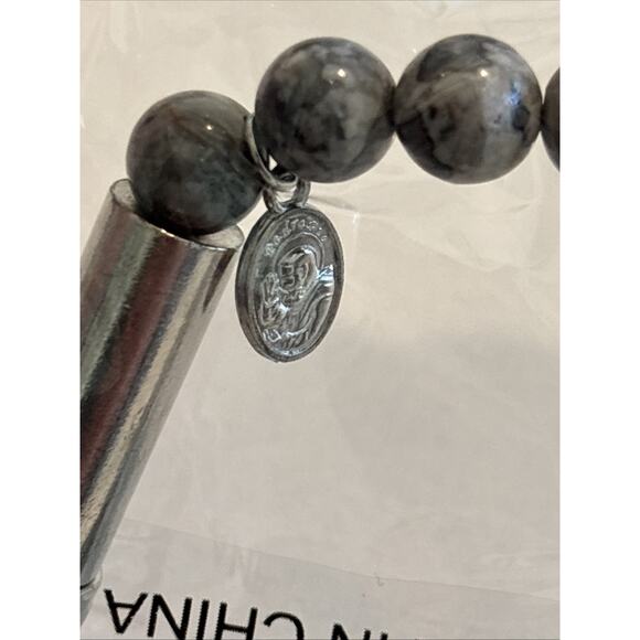 St. Padre Pio Stone Prayer Bracelet w/Prayer Card Patron Saint of Stress Relief - Picture 3 of 7